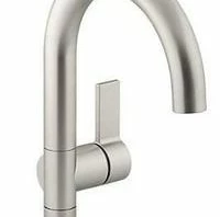 Budget 🎉 Kallista One™ Deck Mount Bathroom Sink Faucet with Single Lever Handle and Gooseneck Spout in Brushed Nickel 🔔