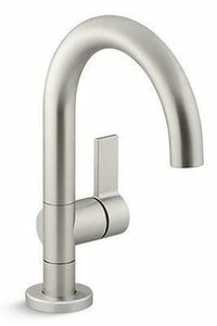 Budget π Kallista Oneβ’ Deck Mount Bathroom Sink Faucet with Single Lever Handle and Gooseneck Spout in Brushed Nickel π