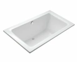 Outlet 👍 Kallista Perfect 69 x 37 in. Soaker Drop-In Bathtub with Rear Drain in Stucco White 🧨
