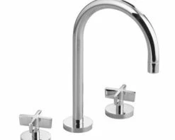 Hot Sale 🔥 Kallista One™ Deckmount Bathroom Sink Faucet with Double Cross Handle in Polished Chrome 🥰