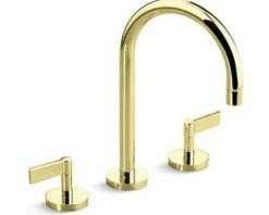 Outlet 🧨 Kallista One™ Two Handle Widespread Bathroom Sink Faucet in Unlacquered Brass 🤩