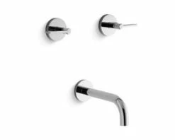 Deals 🛒 Kallista One™ 3-Hole Wall Mount Bath Faucet with Double Lever Handle in Polished Chrome 🔔