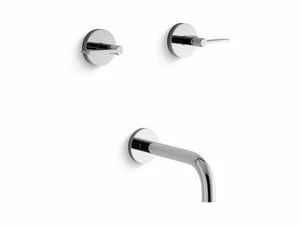 Deals 🛒 Kallista One™ 3-Hole Wall Mount Bath Faucet with Double Lever Handle in Polished Chrome 🔔