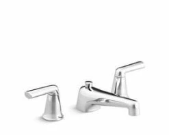 Flash Sale 😍 Kallista Counterpoint® Deck Mount Widespread Bathroom Sink Faucet with Double Lever Handle in Polished Chrome 👏