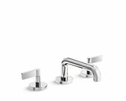 Budget 🤩 Kallista One™ Deck Mount Widespread Bathroom Sink Faucet with Double Lever Handle in Brushed Nickel 😍