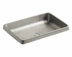 Hot Sale 🎁 Kallista 18 x 12 in. No-Hole Rectangular Vessel for P24410-LV-CP Wall Mounted Faucet in White Bronze 🔔