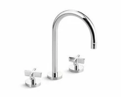 Deals 🧨 Kallista One™ 1.2 gpm 3 Hole Deck Mount Bathroom Sink Faucet with Double Lever Handle Widespread Spout in Polished Chrome 😉