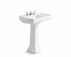 Best deal 🤩 Kallista For Town 27 x 19-5/8 in. 3-Hole Vitreous China Pedestal Lavatory Sink Combination in Stucco White 👍