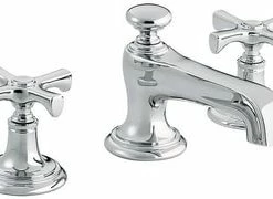 Hot Sale 😍 Kallista Bellis® Deckmount Widespread Bathroom Sink Faucet with Double Cross Handle in Polished Chrome 🧨