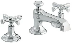 Hot Sale 😍 Kallista Bellis® Deckmount Widespread Bathroom Sink Faucet with Double Cross Handle in Polished Chrome 🧨