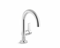 Best Pirce 🌟 Kallista One™ Deck Mount Bathroom Sink Faucet with Single Lever Handle and Gooseneck Spout in Nickel Silver 👏